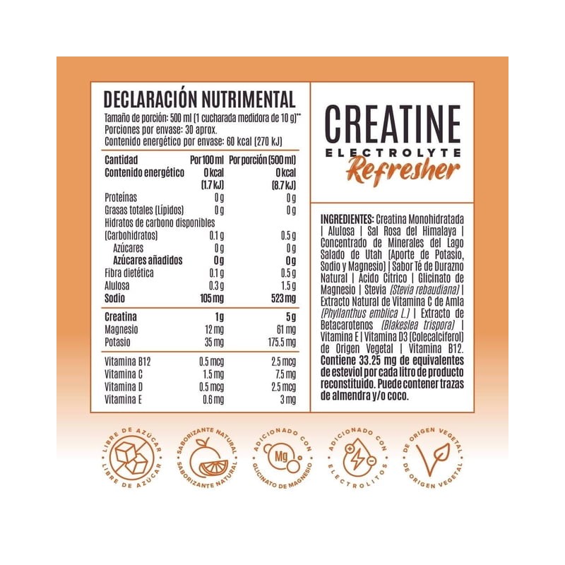 Suplemento Alimenticio Birdman Creatine Refresher Golden Peach 300gr