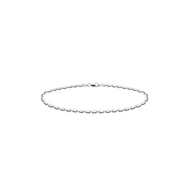 Savlano 925 Sterling Silver Oval Rice Bead Strand Chain Bracelet For Women - Made in Italy Comes Gift Box (7.5, 2.3mm)
