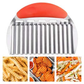Suuker Large Crinkle Cutter for Veggies, French Fry Cutter,Potato Slicer,Potato Chip Slicer,Crinkle Cut Fries,Wavy Knife for Cucumber,Carrot Chopper,Stainless Steel Veggie Chopper,Carrot Knife