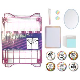 Charmed By Dragons Magnetic Locker Accessories Locker Kit 12 inch Tall Shelf, Mirror, Pencil Cup, White Board with 6 Inspirational Magnets 13 Piece Lucent Dreams Bundle (Pink Shelf Kit)
