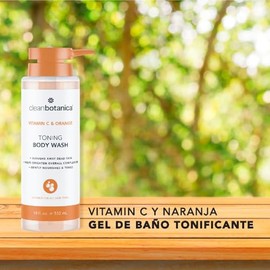 CLEAN BOTÁNICA, Gel de Baño con Vitamina C y Mandarina, Exfoliante Ligero, Sin Parabenos, Tonifica la Piel, 532 ml