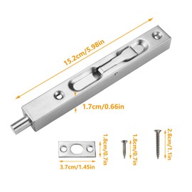 Prmape Pack of 2 Door Bolt 304 Concealed Door Bolt Stainless Steel 15 cm Concealed Door Lock Birthstet Stainless Steel Latch Lock for French Doors, Composite Doors, Wooden Doors