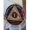 1 Year AA Medallion Purple Red Swirl Tri-Plate Sobriety Chip