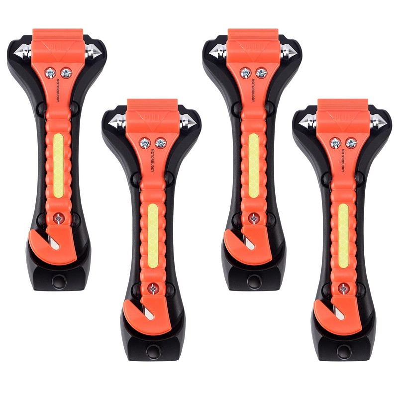 MOTORBUDDY 4-Pack Emergency Escape Hammer Seat Belt Cutter,Auto Car Safety