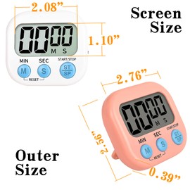 Digital Kitchen Timer for Cooking, Multi-Function Electronic Timer, Big Digits Loud Alarm Strong Magnetic Backing, Classroom Timers for Teachers (White)