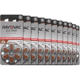 Rayovac Size 312 Extra Advanced Mercury Free Hearing Aid Batteries (56 Batteries)