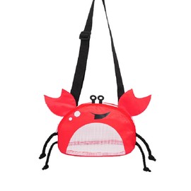 Beach Mesh Bag,Bathroom Toy Storage,Sea Shell Collecting Breathable Bags with Adjustable Carrying Straps,Vacation Essentials,Cute Crab Swimming Bags for Boys and Girls