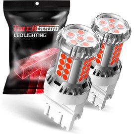 Torchbeam 3157 3156 LED Bulb Tail Brake Lights Red 600% Brighter, 3056 3057 4057 4157 3457 Brake Stop High Mount Stop Tail Taillights for Cars, Non-polarity, 3030 38-SMD, Pack of 2