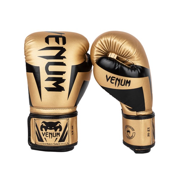 VENUM Boxing Gloves ELITE BOXING GLOVES (Gold x Black) VENUM-1392-449 // Sparring Gloves Boxing Kickboxing Fitness (12oz)