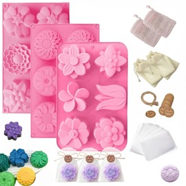 Sharmila 104-Piece Soap Making Kit with 3 Silicone Molds & 4 Foaming Bags