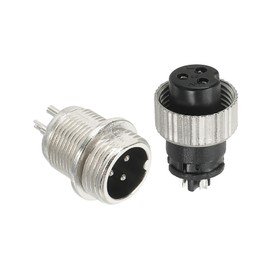 PATIKIL Aviation Connector Plug, 3 Pin Metal Male Female Panel Connector 12mm Waterproof Aviation Wire Connector Socket for Lighting Video CNC Machine (1 Set)