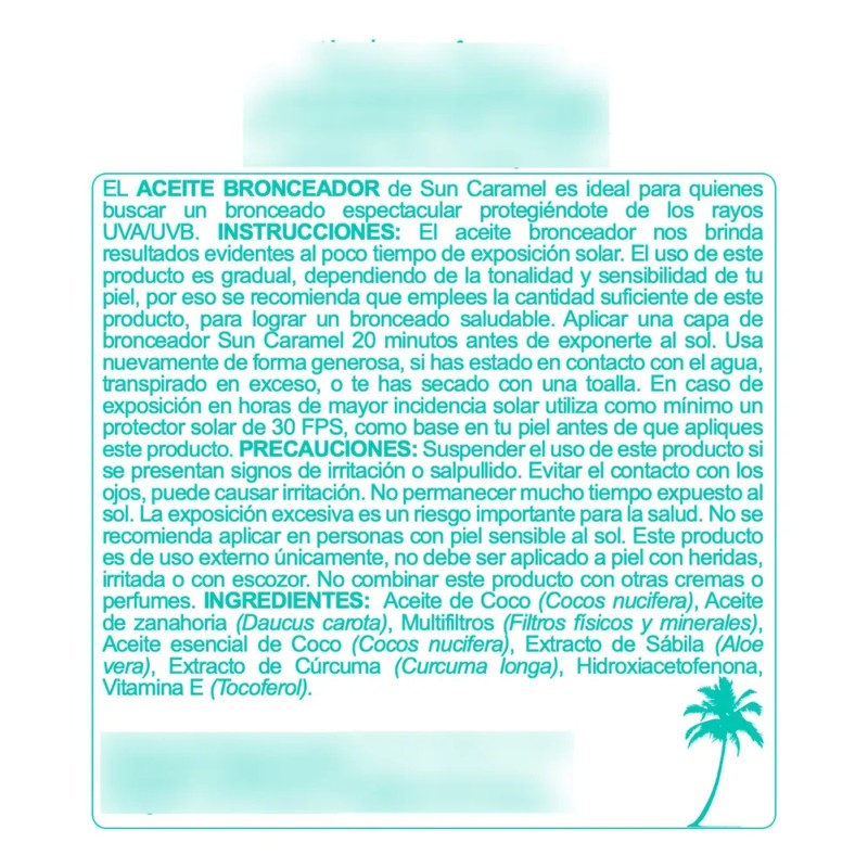 Aceite Bronceador Sun Caramel Orgánicos Y Biodegrables
