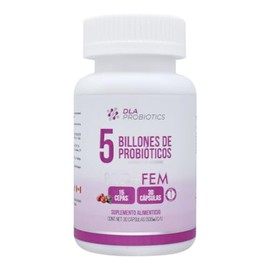Pro + Fem Probióticos para Mujer 30 capsulas Veganas 5 Billones UFC | 15 Cepas Probióticas con Extracto de Arándano Probióticos Naturales en capsula| 