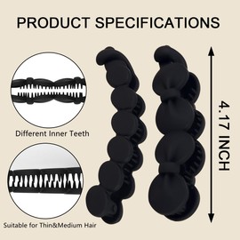 Hapdoo Hair Clips, 6PCS Bow Oval Banana Clips for Medium Thin Hair, 4.1 Inch Matte Strong Hold Half Ponytail Bun Holder, Hair Jaw Clips Barrettes Styling Accessories for Women Girls