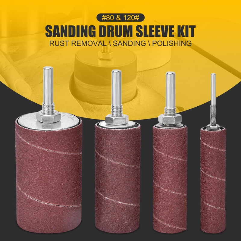 Sanding Drum Sleeve Kit Metal Wood Polishing Tool Woodworking Abrasive