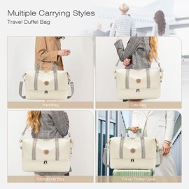 SPAHER easyJet Cabin Bag 45x36x20 Foldable Travel Duffle Bag with Shoes Compartment Carry-on Travel Handbag Under-seat Cabin Bag Lightweight Holdall Suitcase Handbag Weekend Bag for Man Woman Beige