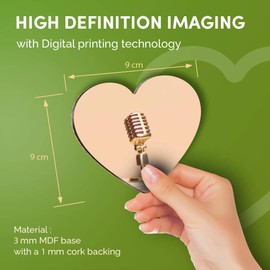 Destination Vinyl ltd Great Coasters (Set of 4) Heart - Microphone Radio Broadcast Drink Glossy Coasters/Tabletop Protection for Any Table Type #16319