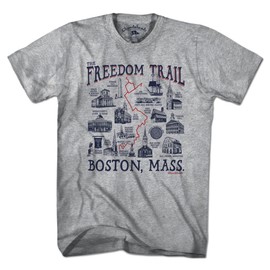 Chowdaheadz Boston Freedom Trail Sites T-Shirt - Unisex Vintage Tee Soft Cotton Blend