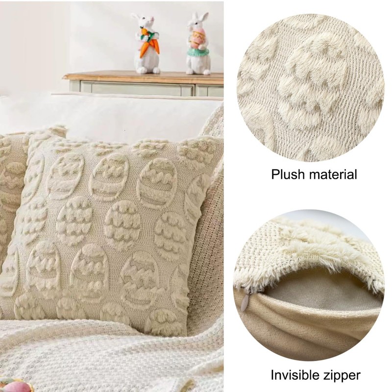 Easter Throw Pillow Covers, Easter Decorations for Home, 18x18 in