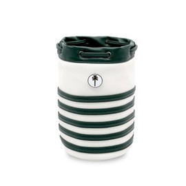 PINKTEE Golf Valuables Bag, Leather Golf Ball Bag, Bucket Waist Design with Removable Magnetic Ball Marker for Men and Women (Green)