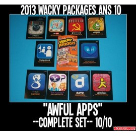 2013 Wacky Packages ANS 10AWFUL APPS Complete Set 10/10 + Wrapper.