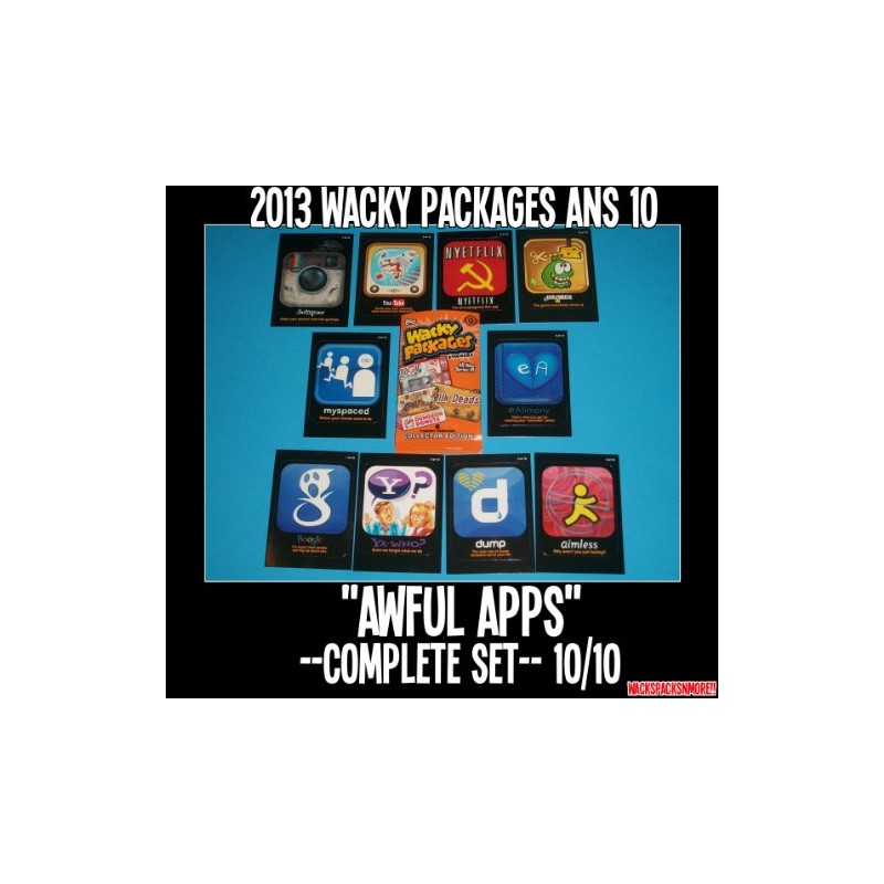 2013 Wacky Packages ANS 10AWFUL APPS Complete Set 10/10 +