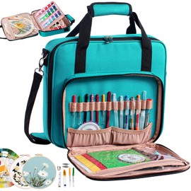 MYBAGZING | Large Embroidery Bag - Embroidery Project Bag -Cross Stitch Supplies Organizer - Embroidery Kits Bag - Embroidery Storage Bag - Embroidery Organizer for Floss, Loops (Bag Only)