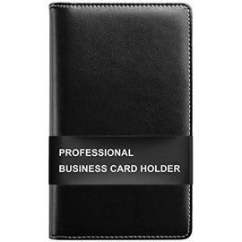 Sooez Leather Professional Business Card Book Holder Organizer, 240 Card Capacity PU Name Card Credit Cards Booklet (Black)