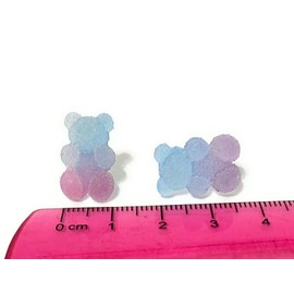 Hypoallergenic Sugar Gummy Bear Stud Earrings on Plastic Posts, Metal Free (Blue)