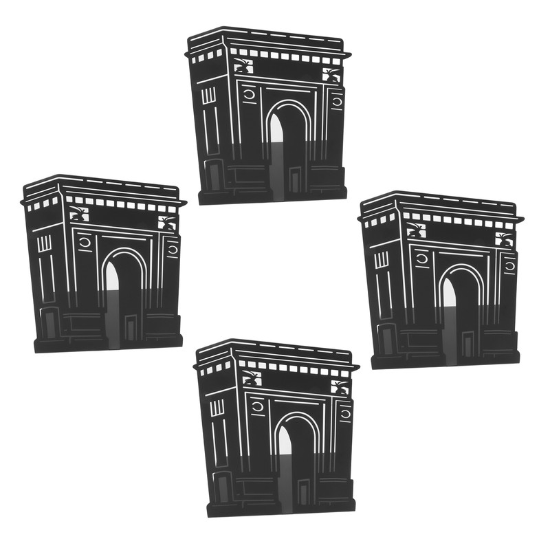 4 Pcs Metal Bookends Anti Slip Exquisite Unique Design Black