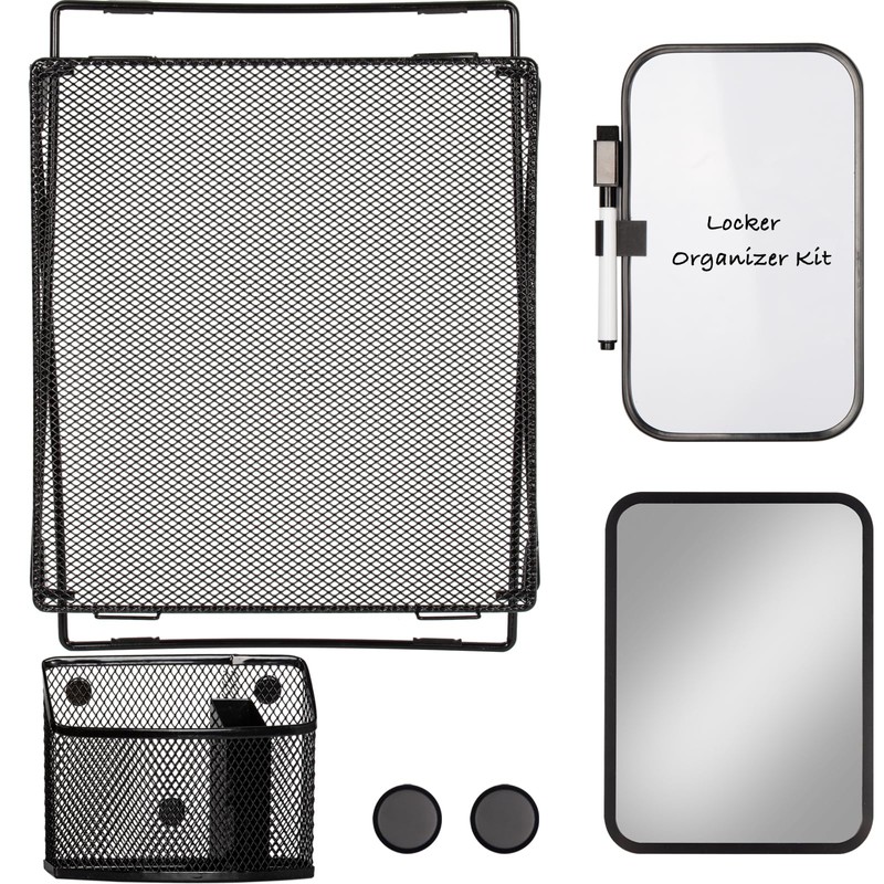 Svartur Black Locker Organizer Kit with Shelf, Shelf, Mirror, Pen