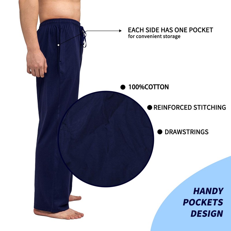 Bintangor Pantalones de pijama para hombre, 100% algodón, cintura elástica,