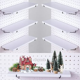 Pegboard Shelf Set, Pegboard Shelf Brackets Hooks, -6 Extra Heavy Duty Peg Board Shelves & Durable Steel Brackets, Pegboard Accessories Organizer for Storage, Garage, Workbench, Craft, Office