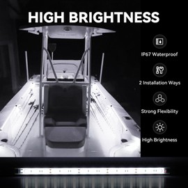 ULITECO White Boat Interior Lights,Waterproof Led Boat Lights, Marine Led Strip Lights, Super Bright Boat Lights for Night Fishing, Boat Courtesy Lights for Pontoon Kayak Yacht Sailboat (White 4Pack)
