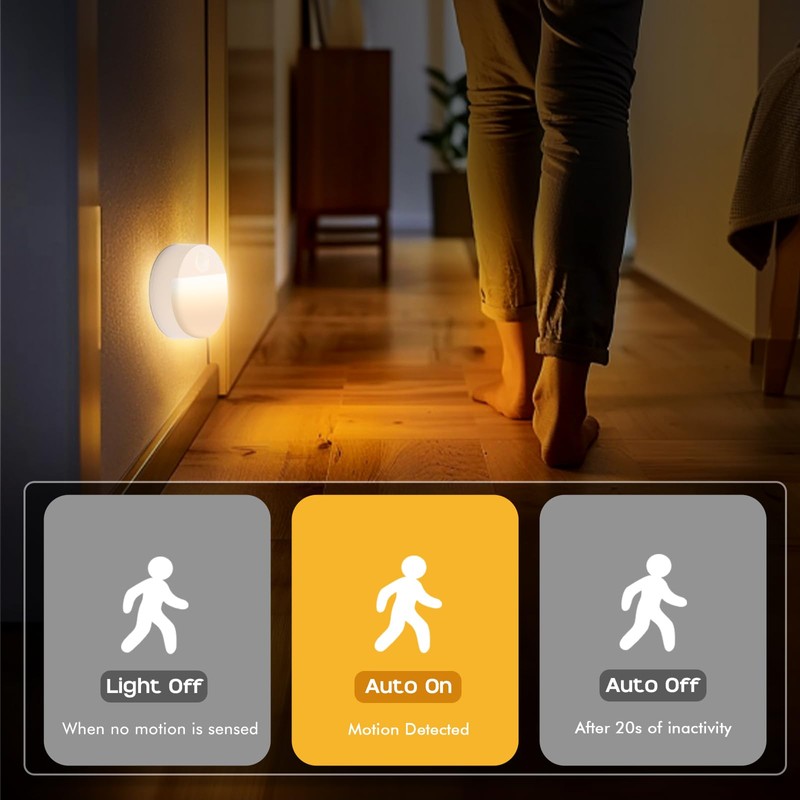 Guankai 8 Pack Motion Sensor Stair Light for Indoor, Battery