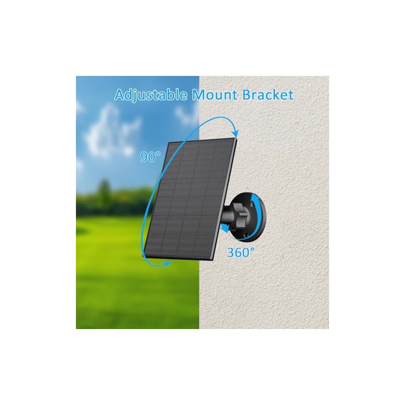 2W Solar Panel for Outdoor Security Cameras - Adjustable Mount