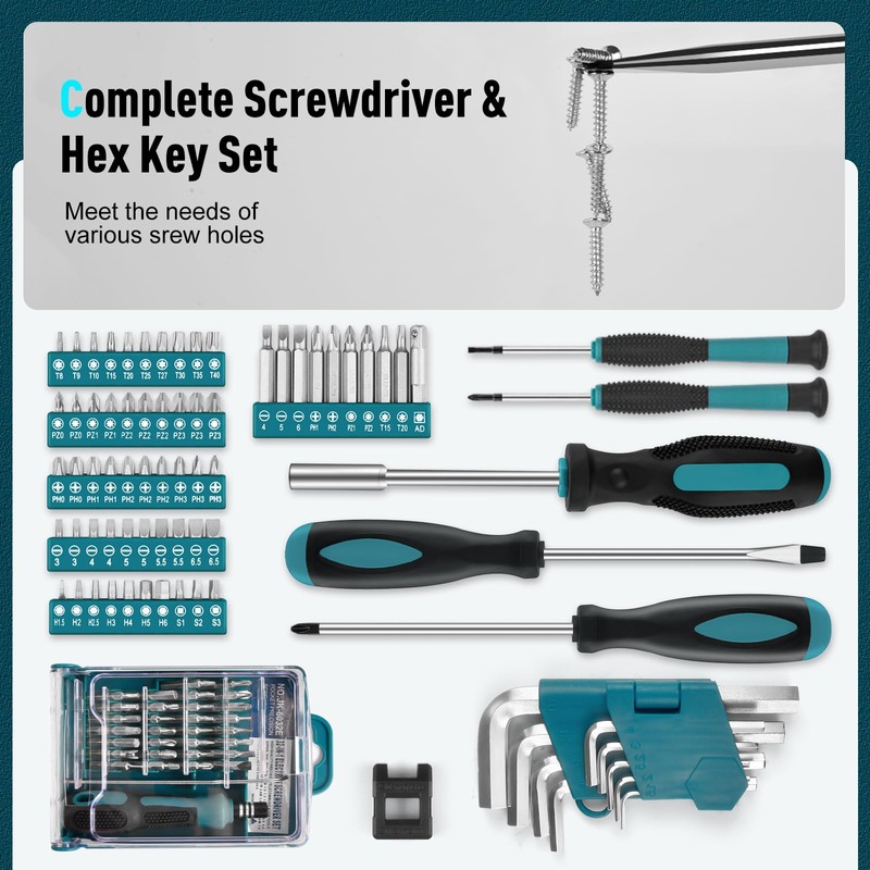 Sundpey 379-PCs Home Tool Kit - Portable Complete Household and