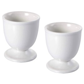 GSHLLO 2 Pcs White Ceramic Egg Serving Cups Egg Stand Holders Hard Boiled Egg Containers Breakfast Egg Bowls Kitchen Gadgets Tools