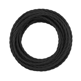 3 Core Fabric Cloth Covered Lamp Twisted Wire, PRUNLLA Vintage Industrial Electrical Cord, Flexible Cable for Retro Lamp, DIY Projects (Black)