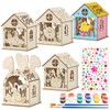 BOFUNX 5 Pieces Easter Wooden House Crafts Children Wooden Easter