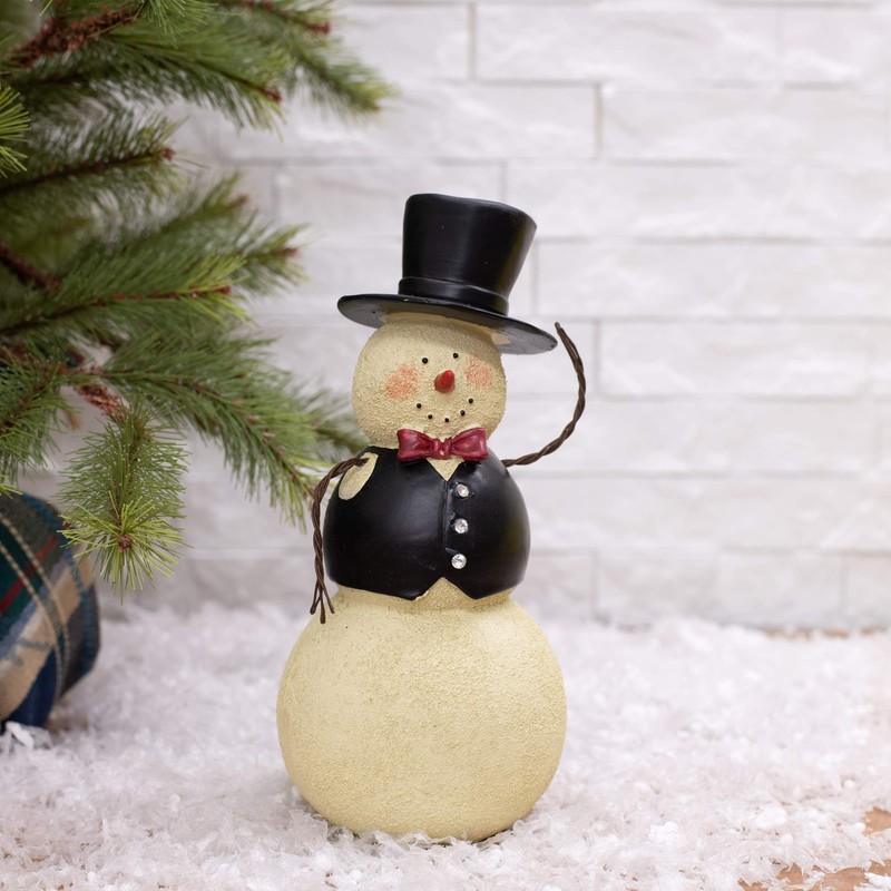 Elanze Designs Mr. Snowman Winter White 8 inch Resin Stone
