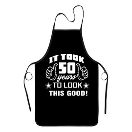50th Birthday Gifts for Men, Apron Gifts for Husband Wife Friends, Kitchen Chef Aprons with 2 Pockets