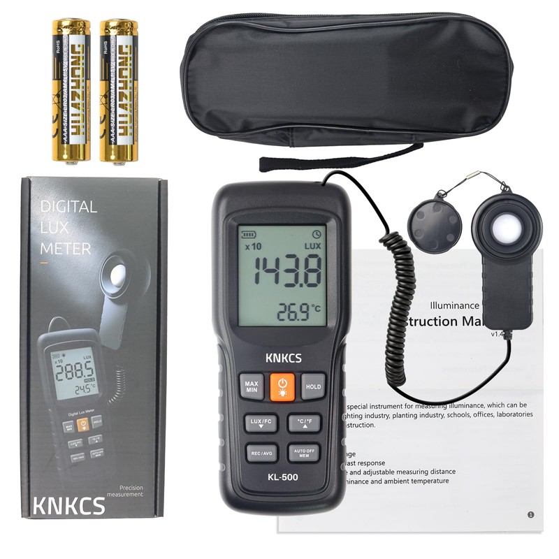KNKCS Digital Lux Meter, 0-200,000 Light Meter for Plants with