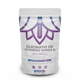 FEMZEN  Glicinato de Magnesio en polvo para mujeres  Mezcla con Omega 3, Zinc y Colageno  Alta abosircion, Energia y Bienestar General  Suplemento... 