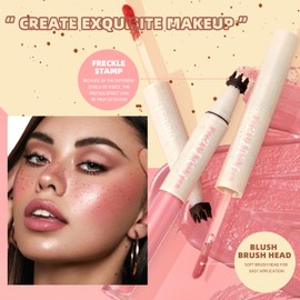 Freckle Blush Pen 2 Colors Natural Lifelike Faux Freckle, Freckle Blush Liquid Pencil for Cheeks Quick Dry Fake Freckles Long Lasting Faux Freckles Tattoo Marker Waterproof for Sunkissed Makeup #01#04