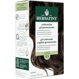 HERBATINT, Coloración Permanente para Cabello en Gel - color CASTAÑO 4N - 170 ml - Sin Amoníaco - 100% Cobertura de Canas - para Pieles Sensibles - co
