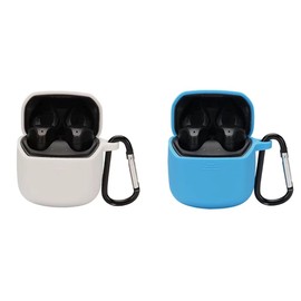 2 Pack DAYJOY Soft Silicone Protective Case Cover Compatible with JBL Club Pro Plus/Pro+ TWS, Protective Skin Sleeve with Key Chain (White+Light Blue)