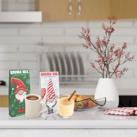 Gnome Mix Holiday Hot Chocolate and Eggnog, Individual Packets of Powder Drink Mixes, Christmas 2024 Stocking Stuffers, Pack of 2