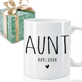 Novelty Aunt 2026 Mug Gift for New Aunt 11oz, Pregnancy Announcement Gifts For First Time Auntie, Baby Reveal Publicity Mugs Gift for Auntie