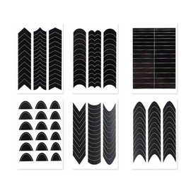OUDQFCJ 6 Stück Maniküre Schablone, Selbstklebende Französisch Nagelsticker, Halbmond Nagelsticker für Maniküre Dekoration und Nageldesign Zubehör
